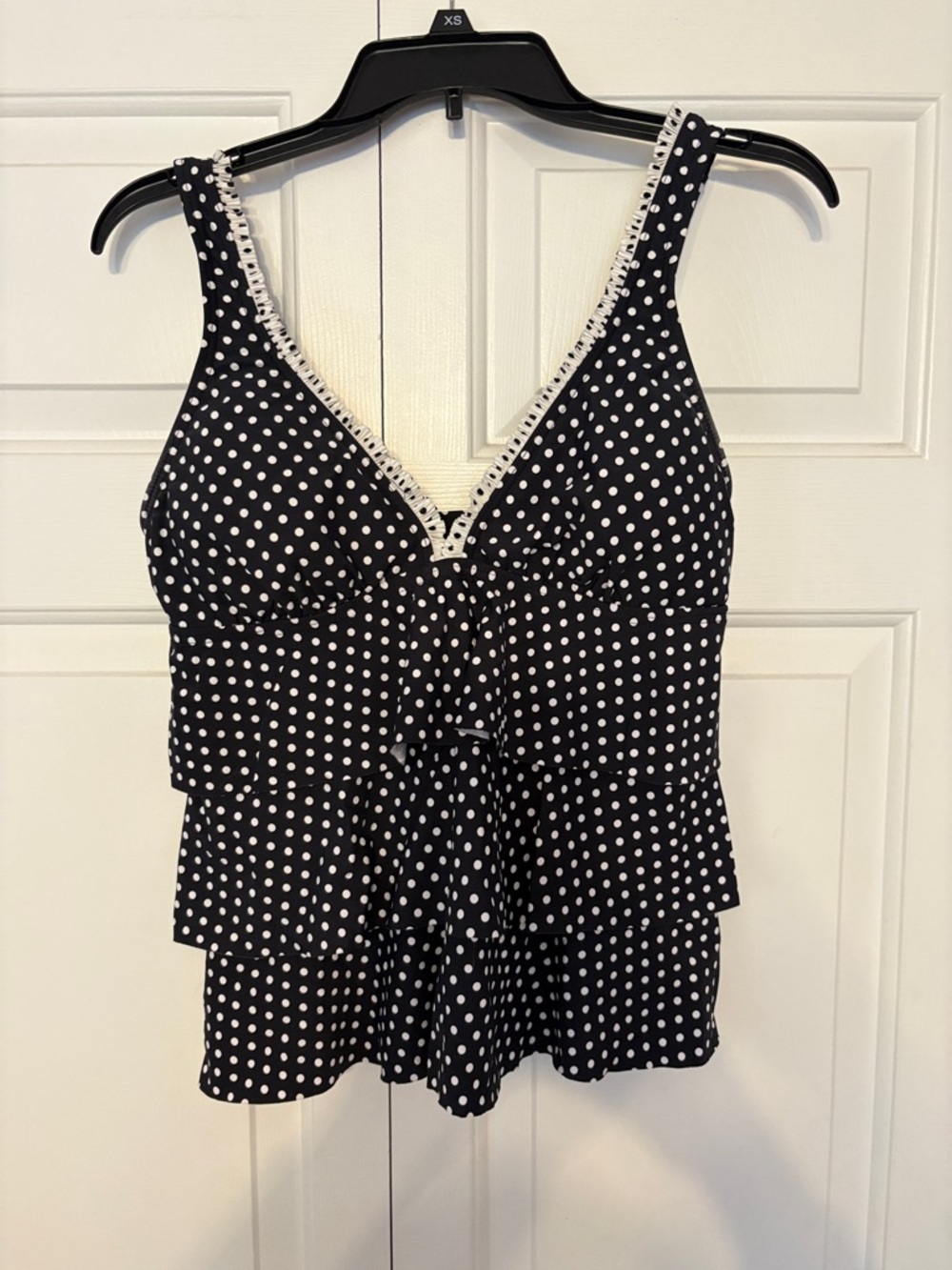 Kenneth Cole Black & White Polka Dot Ruffle Camisole